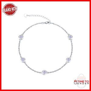 925 Sterling Silver Birthstone Bracelet Adjustable 7+2 Inch Gift